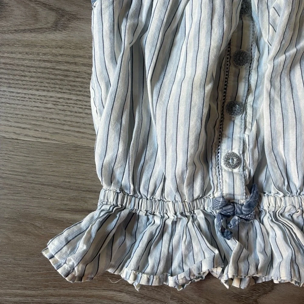 Ralph Lauren Striped Cotton Madras Top Peplum Cami Tie Shoulder Bows Size 18M
